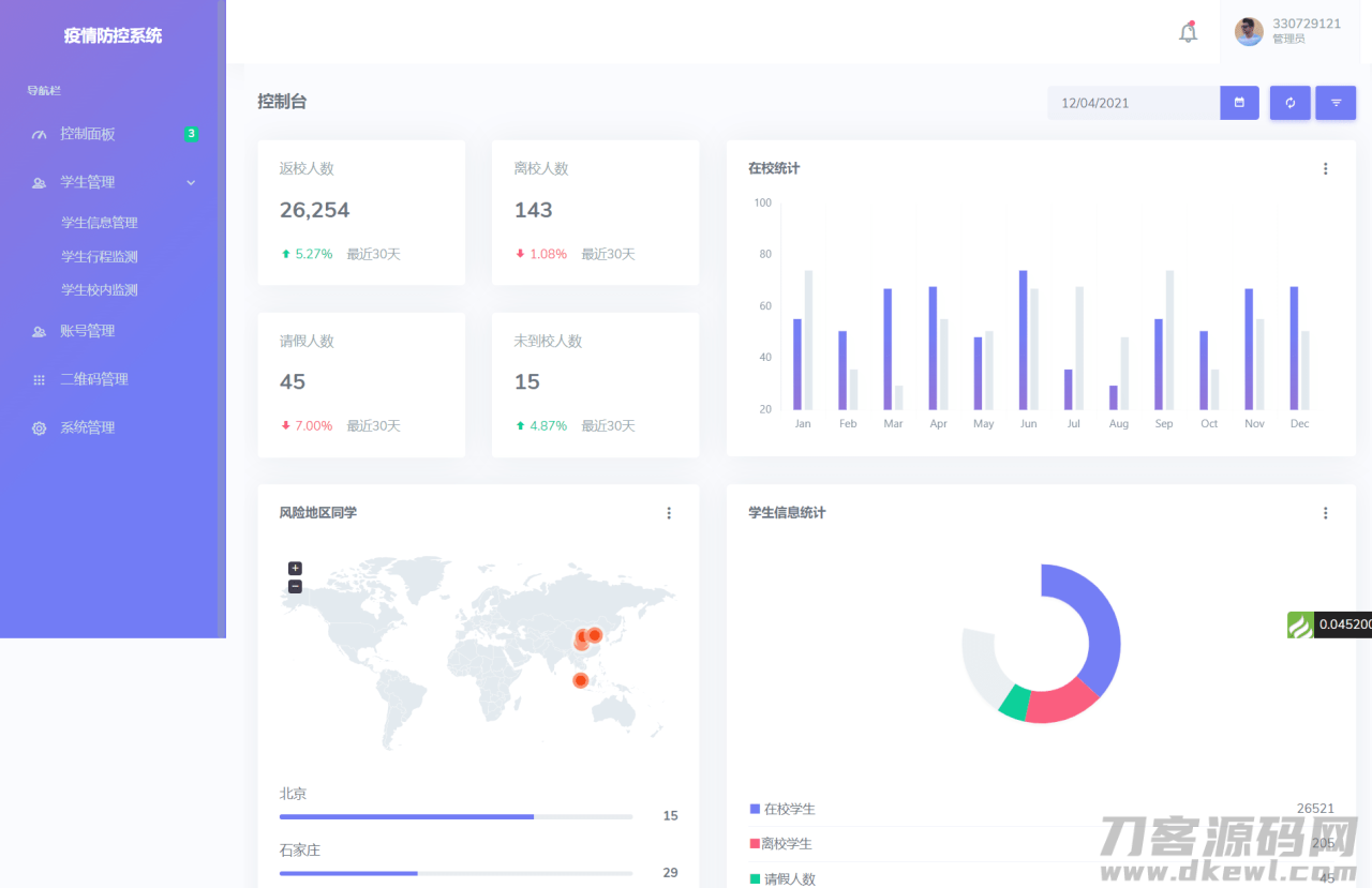 thinkphp校园疫情防控进出登记管理系统源码