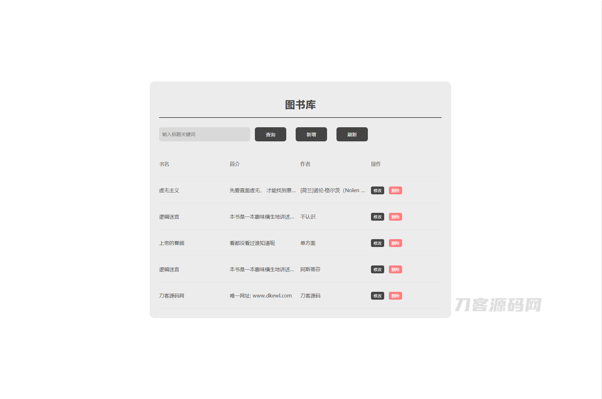 图书库毕业设计网页源码